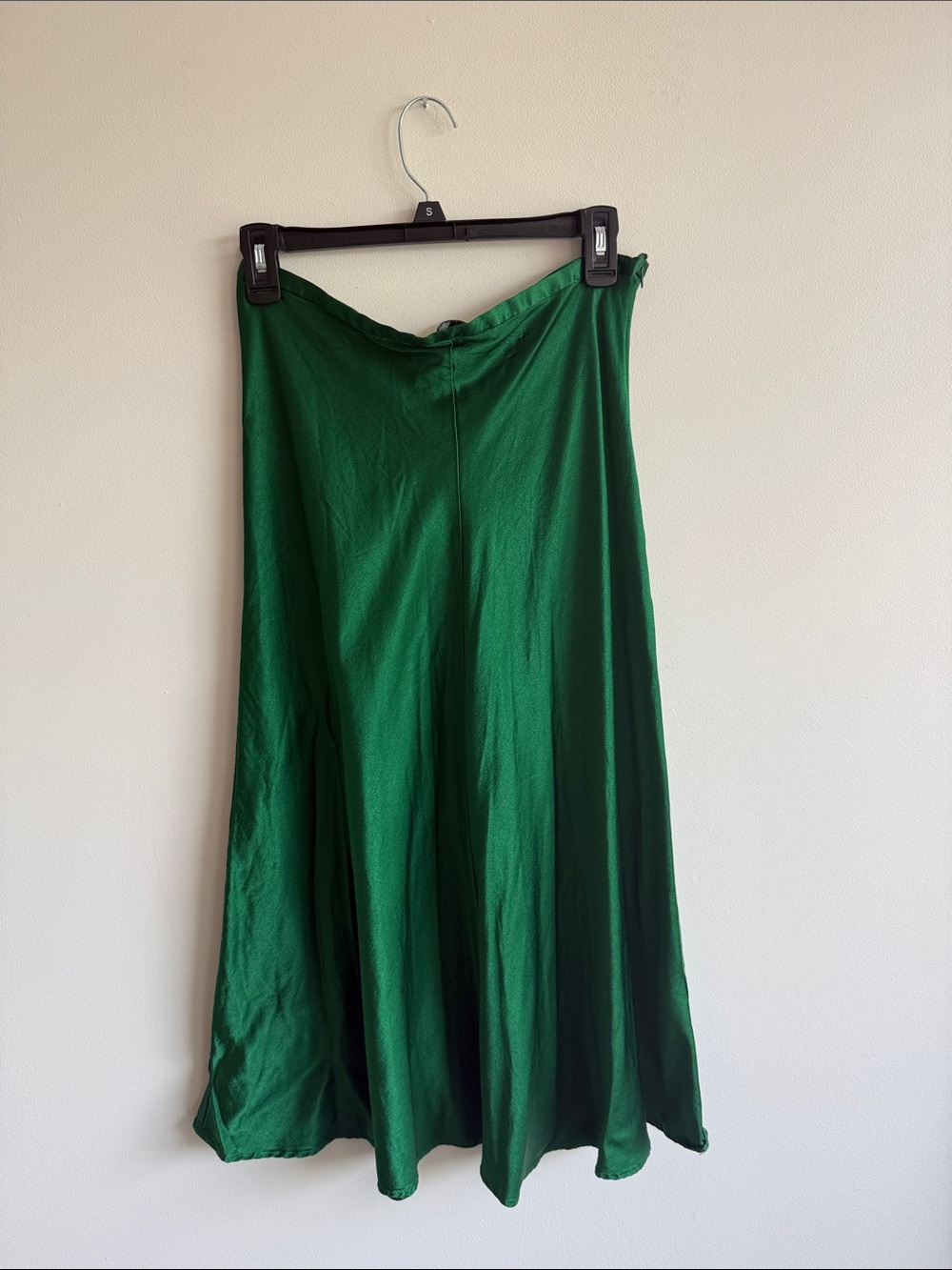 Zara Emerald Green Midi Satin Skirt